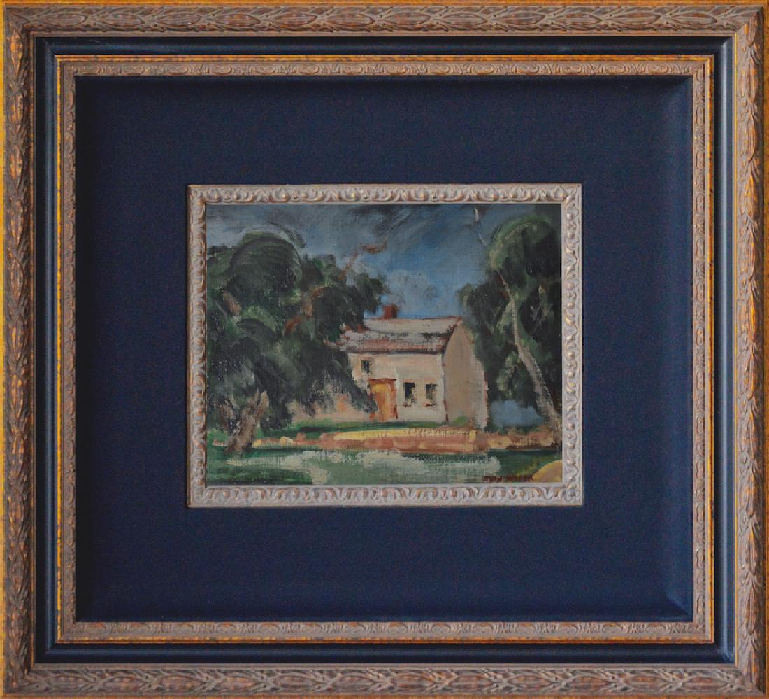 Max WEBER (1881-1961) Russian / Polish - American: Max WEBER (1881 Bialystok, Russia/Poland - 1961 Great Neck, NY) ; oil on canvas panel ; 1940s ; dimensions 10 x 12 1/2 in. ; frame size 23 x 25 1/2 in. ; signed lower right corner ; provenance - Purch