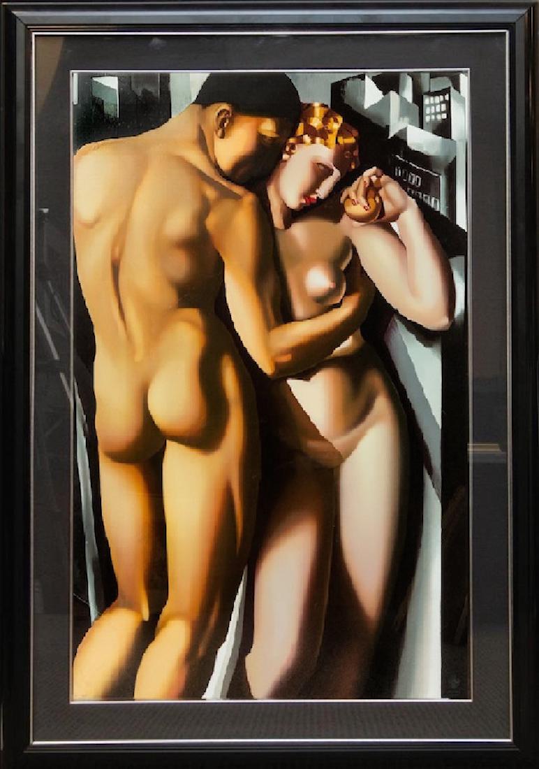 Tamara DE LEMPICKA (1898-1980) Adam and Eve: Tamara DE LEMPICKA (1898-1980) ; Adam and Eve ; 1994 ; lithograph / framed with glass ; image size 114 x 73 cm (45 x 29 in.) ; edition 125/195 ; Shipping to USA - DHL $450 , National post with trackin