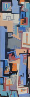 Peter BUSA (1914-1985) American: Peter BUSA (1914-1985) ; Untitled ; 1950s ; oil on canvas ; dimensions 127,5 x 40,5 cm (50 x 16 in.) ; signed lower right corner ; Shipping to USA - DHL $320 , National post with tracking service $170