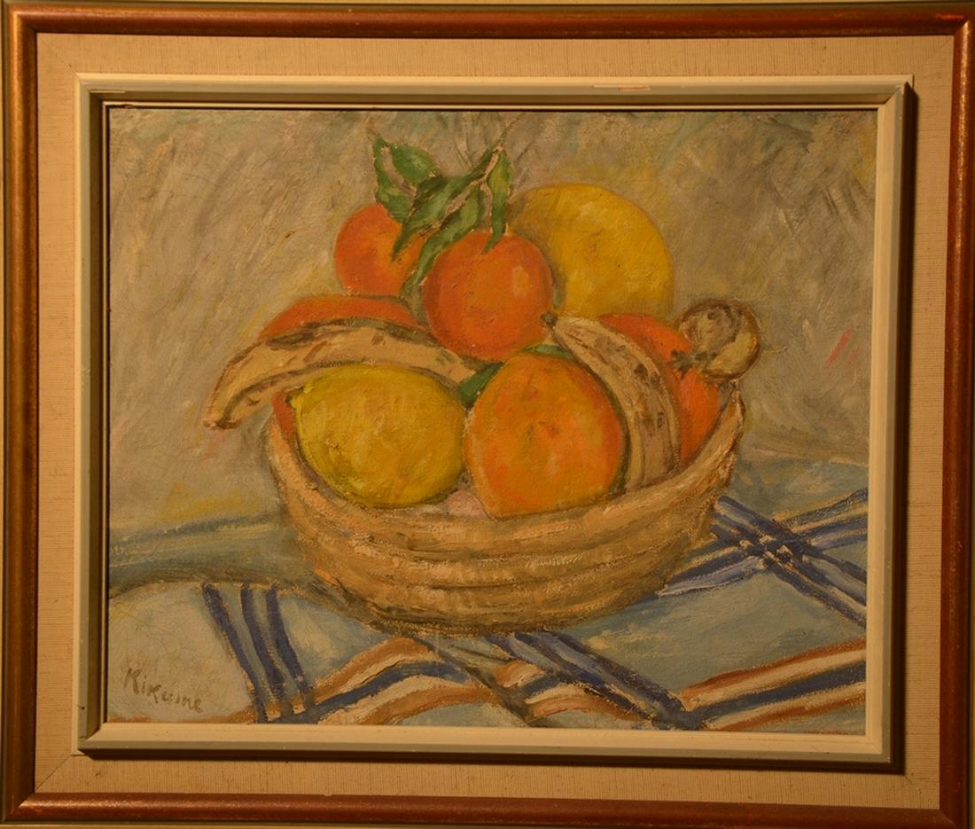 Michel KIKOINE (1892-1968) Russian - Belorussian -: Michel KIKOINE (1892 Gomel - 1968 Paris) ; Fruit still-life ; mid 20th century ; oil on canvas / framed ; dimensions 38 x 46 cm (15 x 18 1/8 in.) ; signed lower left corner ; Shipping to USA - DHL $25