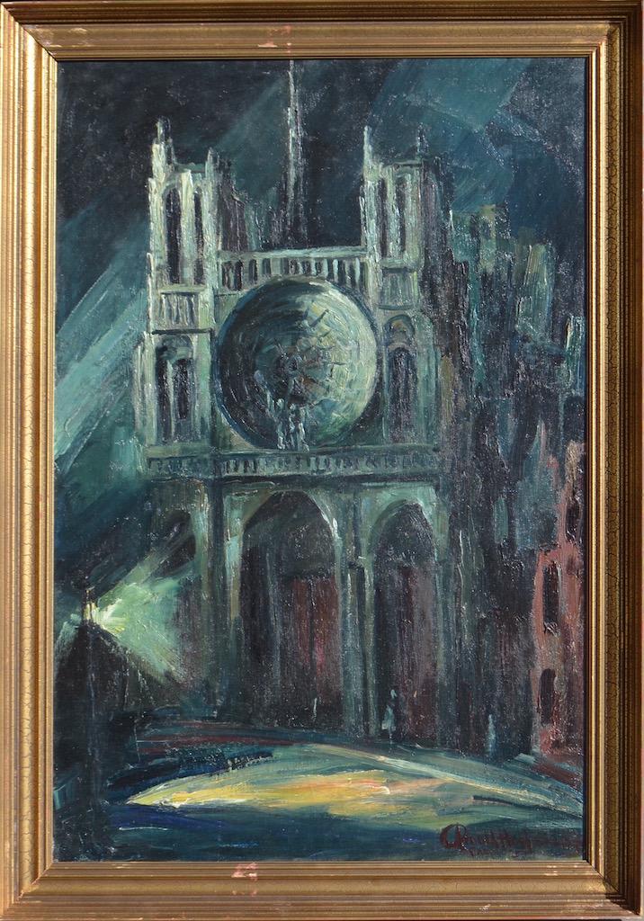 A.HOFFMANN (1886-1966) Russian - Ukrainian - American: Arnold HOFFMANN (1886 Odessa - 1966 New York) ; Notre Dame de Paris ; 1953 ; oil on canvas / framed ; dimensions 92 x 61 cm (36 x 24 in.) ; frame size 102 x 71 cm (40 x 28 in.) ; signed and dated lowe