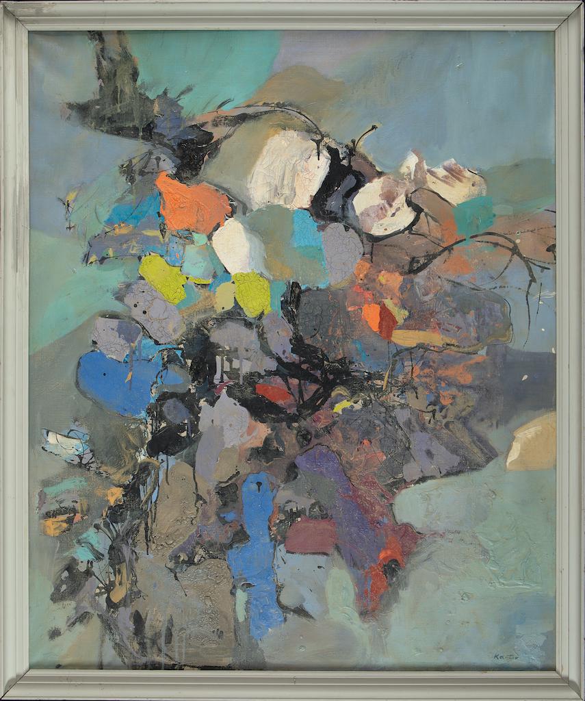 Tadeusz KANTOR (1915-1990) Polish: Tadeusz KANTOR (1915-1990) ; Abstract - XII Cracovie ; 1958 ; oil on canvas / framed ; dimensions 122 x 100 cm (48 x 39 1/3 in.) ; frame size 130 x 107 cm (51 x 42 in.) ; signed lower right ; artists