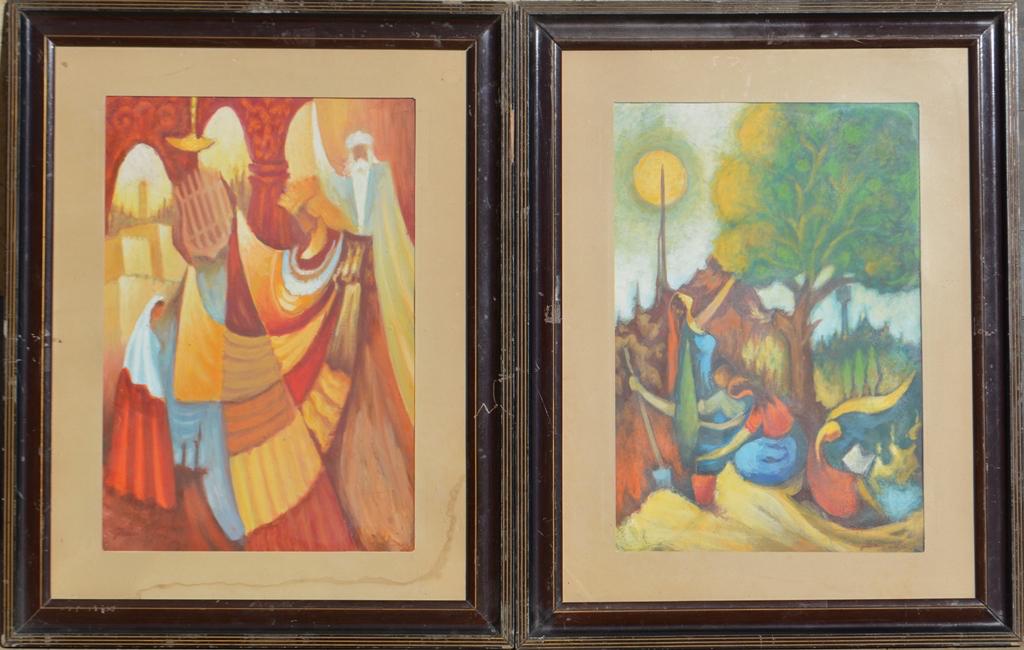 Lot of 2 Jean OLIN (1894-1972) Ukrainian - French: Jean OLIN (1894 Kiev, Ukraine - 1972 France) ; pair artworks ; mid 20th century ; gouache on cardboard / framed ; dimensions 50 x 34 cm (19 2/3 x 13 1/3 in.) ; signed ; Shipping to USA - DHL $250 , Na