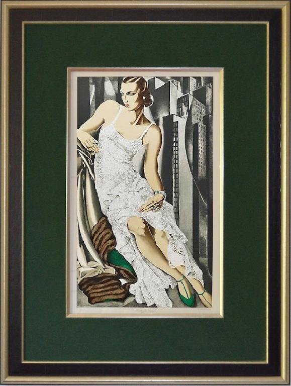 Tamara DE LEMPICKA (1898-1980) Lady in lace: Tamara DE LEMPICKA (1898-1980) ; Lady in lace ; lithograph on Arches paper / framed with glass ; image size 69 x 43 cm (27 x 17 in.) ; edition 69/300 ; Shipping to USA - DHL $450 , National post with