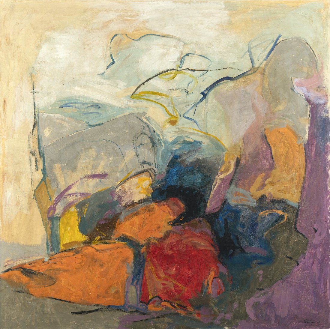 Grace HARTIGAN (1922-2008) America - USA: Grace HARTIGAN (1922-2008) ; Abstract ; 1960 ; oil on canvas ; dimensions 152,4 x 152,4 cm (60 x 60 in.) ; signed and dated lower right corner ; Shipping to USA - DHL $735 , National post with trackin