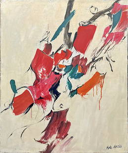 Kyle MORRIS (1918-1979) American: Kyle MORRIS (1918-1979) ; Untitled abstract ; c. 1960s ; oil on canvas / unframed ; dimensions 76 x 64 cm (30 x 25 in.) ; signed lower right corner ; Shipping to USA - DHL $300 , National post with tr