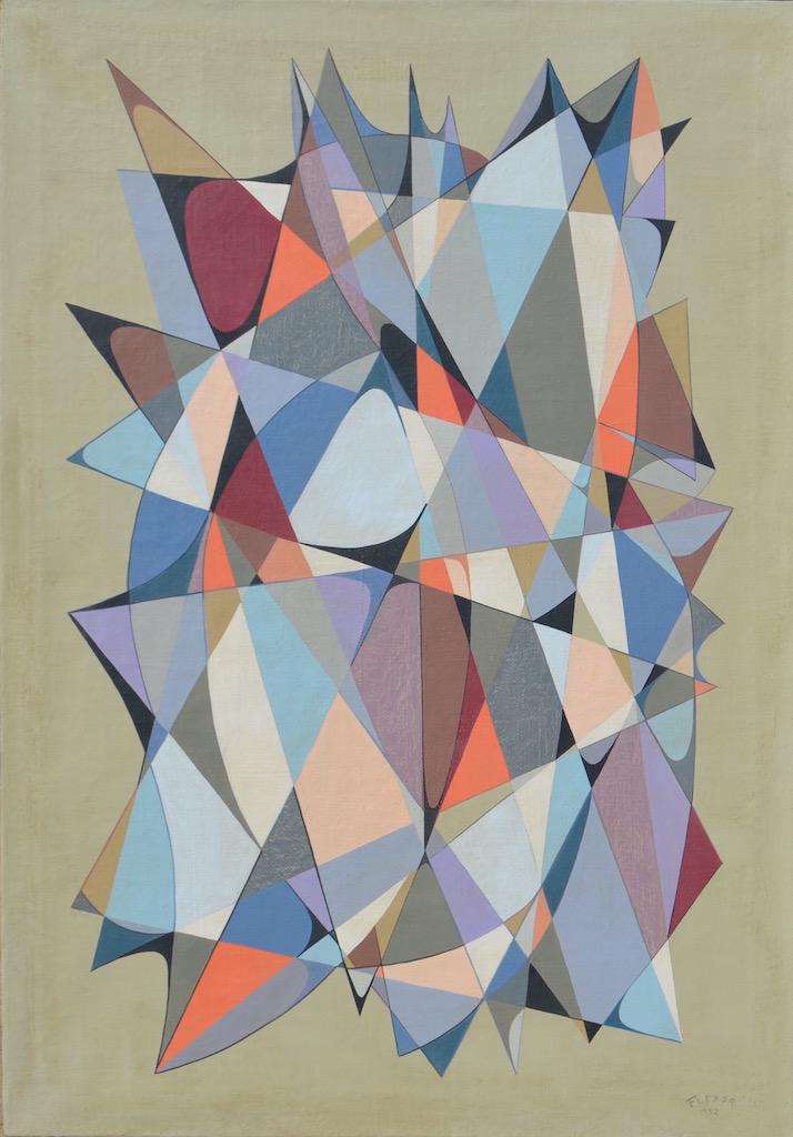 Samson FLEXOR (1907-1971) Russian - French - Brazilian: Samson FLEXOR (1907 Odessa - 1971 San Paulo) ; Abstract ; 1952 ; oil on canvas / unframed ; dimensions 112 x 79 cm (44 x 31 in.) ; signed and dated lower right corner ; Shipping to USA - DHL $320 , Na