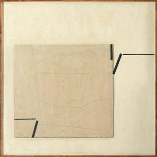 Victor PASMORE (1908-1998) British - Malta: Victor PASMORE (1908-1998) ; Untitled abstract ; 1967 ; mixed media on board ; dimensions 122 x 122 cm (48 x 48 in.) ; signed and dated on verso ; Shipping to USA - DHL $585 , National post with track