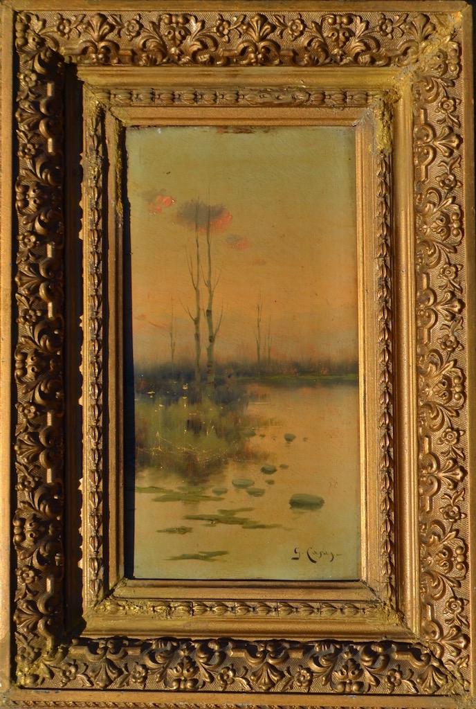 ILLEGIBLY signed, European pair paintings of 19 century (1 of 4)