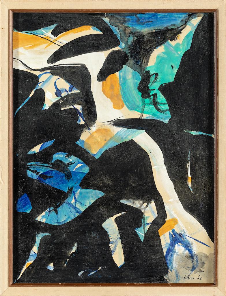 James BROOKS (1906-1992) American: James BROOKS (1906-1992) ; oil on canvas / framed ; 1960s ; dimensions 61 x 45,5 cm (24 x 18 in.) ; signed lower right corner ; Shipping to USA - DHL $300 , National post with tracking service $155 /