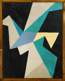 Willys DE CASTRO (1926-1988) Brazilian: Willys DE CASTRO (1926-1988) ; Untitled ; 1952 ; oil on canvas / framed ; dimensions 43 x 34 cm (17 x 13 1/3 in.) ; signed and dated lower right corner ; Shipping to USA - DHL $330 , National post wit