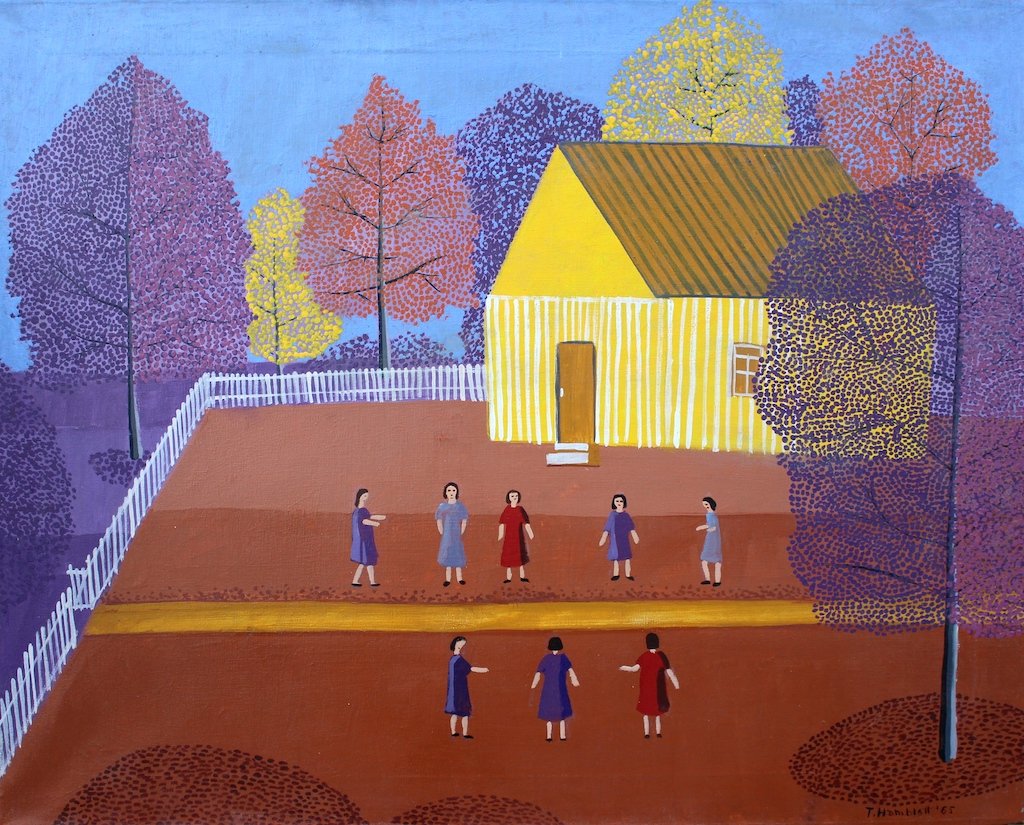 Theora HAMBLETT (1895-1977) USA - Mississippi - American: Theora HAMBLETT (1895-1977) ; Landscape, 1965 ; oil on canvas ; dimensions 61 x 76,5 cm (24 x 30 in.) ; signed and dated lower right corner ; Shipping to USA - DHL $430 , National post with tracking s