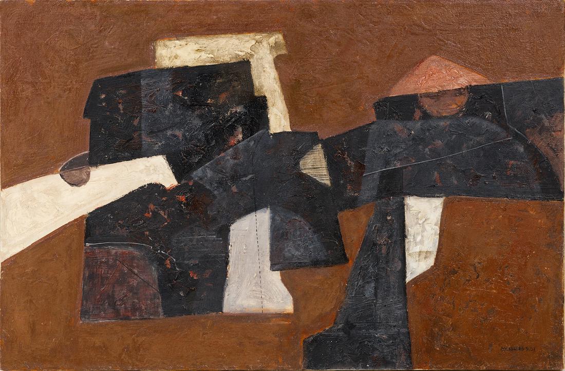 Armando Morales (1927-2011) Nicaragua, Mexico Artist: Armando Morales (1927-2011) active/lived in New York / Nicaragua, Mexico ; Untitled ; 1961 ; oil on canvas / unframed ; dimensions 51 x 77 cm (20 x 30 in.) ; signed and dated lower right corner ; Ship