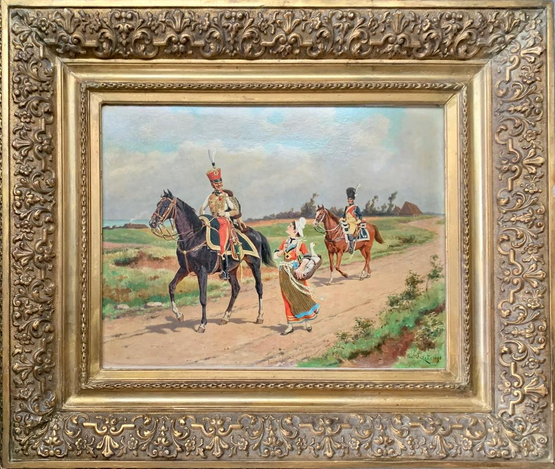 Paul Leon JAZET (1848-1918) Frenc: Paul Leon JAZET (1848-1918) ; oil on wood panel / framed ; dimensions 27 x 36 cm (10 2/3 x 14 in.) ; signed and dated lower right corner ; Shipping to USA - DHL $430 , National post with tracking serv