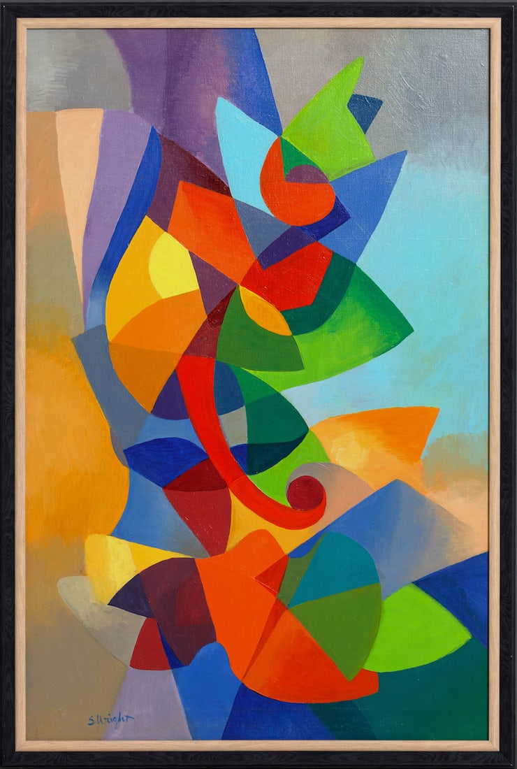 Stanton MACDONALD-WRIGHT (1890-1973) USA - American: Stanton MACDONALD-WRIGHT (1890-1973) ; Adolescence ; 1955 ; oil on canvas ; dimensions 93 x 62 cm (36 2/3 x 24 1/2 in.) ; signed lower left and on verso ; Shipping to USA - DHL $550 , National post wi