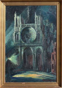 Arnold HOFFMANN 1886-1966 Russian - Ukrainian - American: Arnold HOFFMANN (1886 Odessa - 1966 New York) ; Notre Dame de Paris ; 1953 ; oil on canvas / framed ; dimensions 92 x 61 cm (36 x 24 in.) ; frame size 102 x 71 cm (40 x 28 in.) ; signed and dated