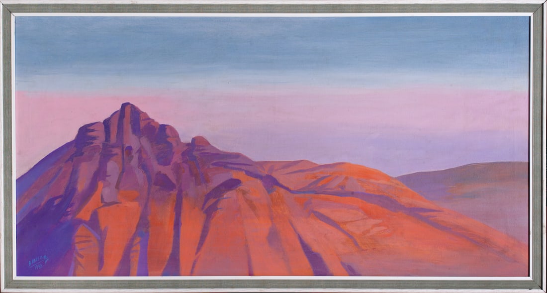 Aref EL-RAYESS (1928-2005) Lebanon - Lebanese: Aref EL-RAYESS (1928-2005) ; oil on canvas / 1988 ; dimensions 61 x 122 cm (24 x 48 in.) ; frame size 67 x 128 cm (26 1/3 x 50 1/3 in.) ; signed and dated lower left corner ; Shipping to USA - DHL $83