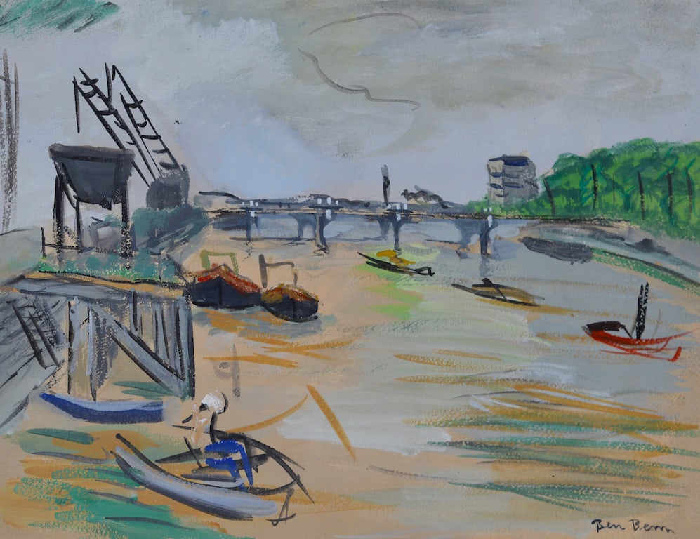 Ben BENN (1884-1983) Ukrainian - American: Ben BENN (1884-1983) ; Founders bridge, Hatford ; 1960s ; gouache on paper / unframed ; signed lower right corner, named on verso ; Shipping to USA - DHL $250 , National post with tracking service $12