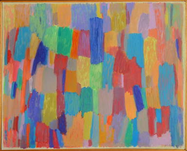 John OPPER (1908-1994) American: John OPPER (1908-1994) ; Untitled abstract ; 1988 ; oil on canvas / framed ; dimensions 82,5 x 101,5 cm (32 1/2 x 40 in.) ; signed and dated lower right corner ; Shipping to USA - DHL $420 , National
