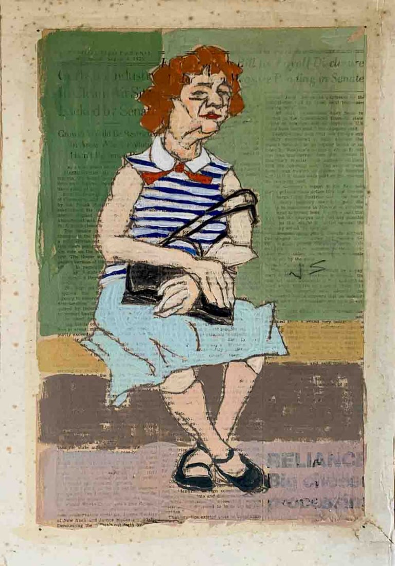 Joseph SOLMAN (1909-2008) Subway Gouache