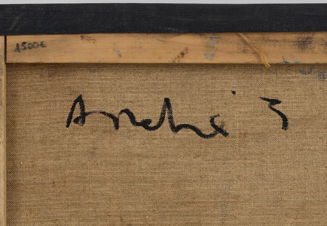 ILLEGIBLY signed oil abstract painting