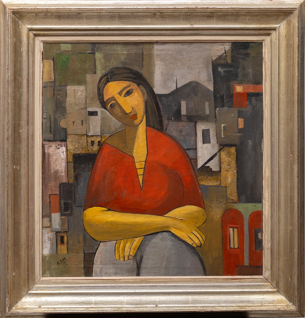 Ram KUMAR (1924-2018) Indian - French: Ram KUMAR (1924-2018) ; Untitled ; 1955 ; oil on canvas / framed ; dimensions 66 x 61 cm (26 x 24 in.) ; frame size 87 x 83 cm (34 1/2 x 32 2/3 in.) ; signed and daed lower left corner ; Provenance -