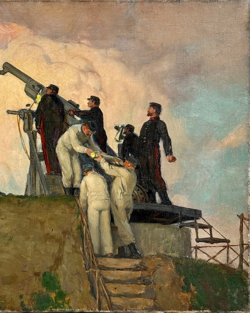 Unknown artist, oil on canvas WW1 Military scene