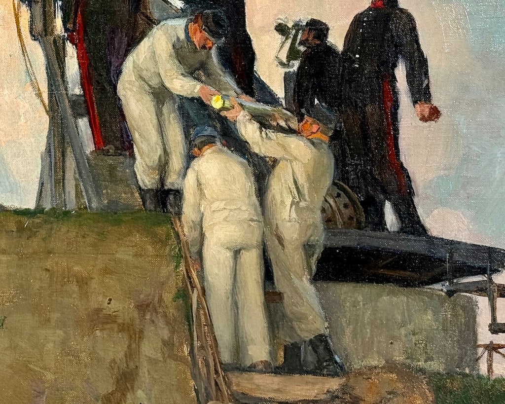 Unknown artist, oil on canvas WW1 Military scene