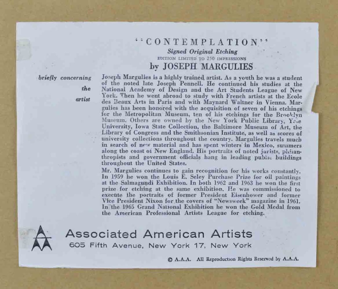 Joseph MARGULIES (1896-1984) Austrian - American