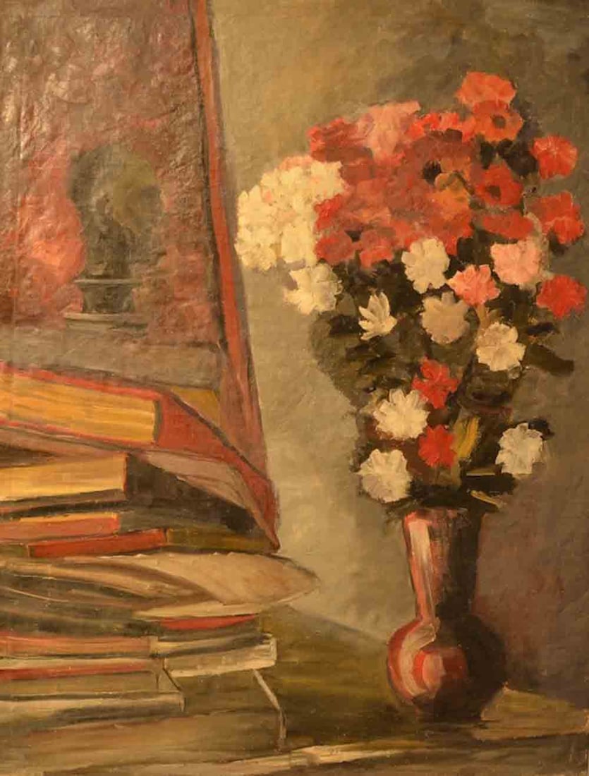 Pavlo VOLOKIDIN (1877-1936) Russian - Ukrainian: Pavlo Volokidin (1877-1936) ; still life ; early 20th century ; oil on canvas ; unframed ; 90 x 71 cm (35,5 x 28 in.) ; signed and named on verso in Russian P.Volokidin / Izdebskys corner ; Shipping t