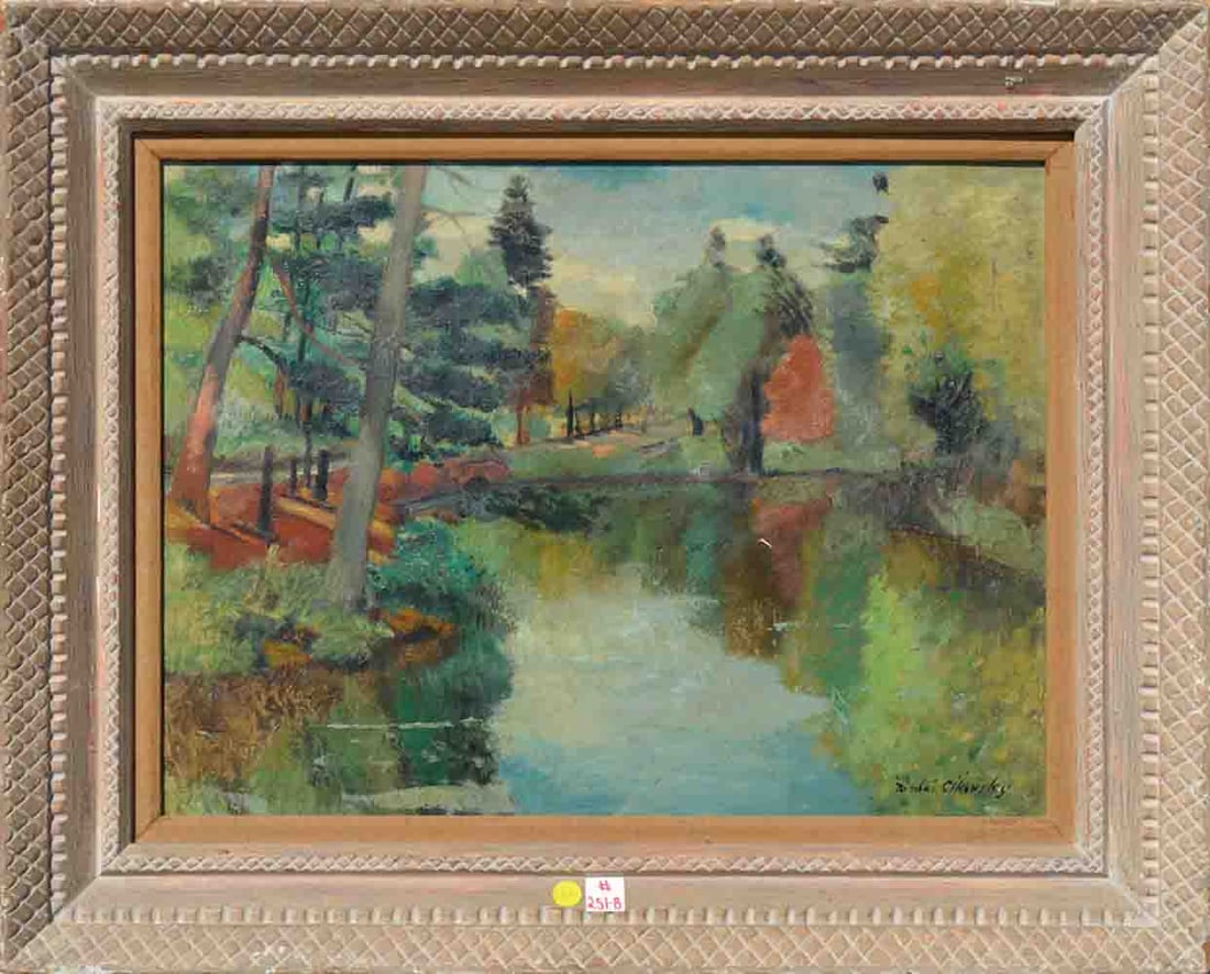 Nicolai CIKOVSKY (1894-1984) Russian - American: Nicolai CIKOVSKY (1894-1984) ; Landscape ; mid 20th century ; oil on cardboard / framed ; dimensions 46 x 61 cm (18 x 24 in.) ; signed lower right corner ; Shipping to USA - DHL $250 , National post w