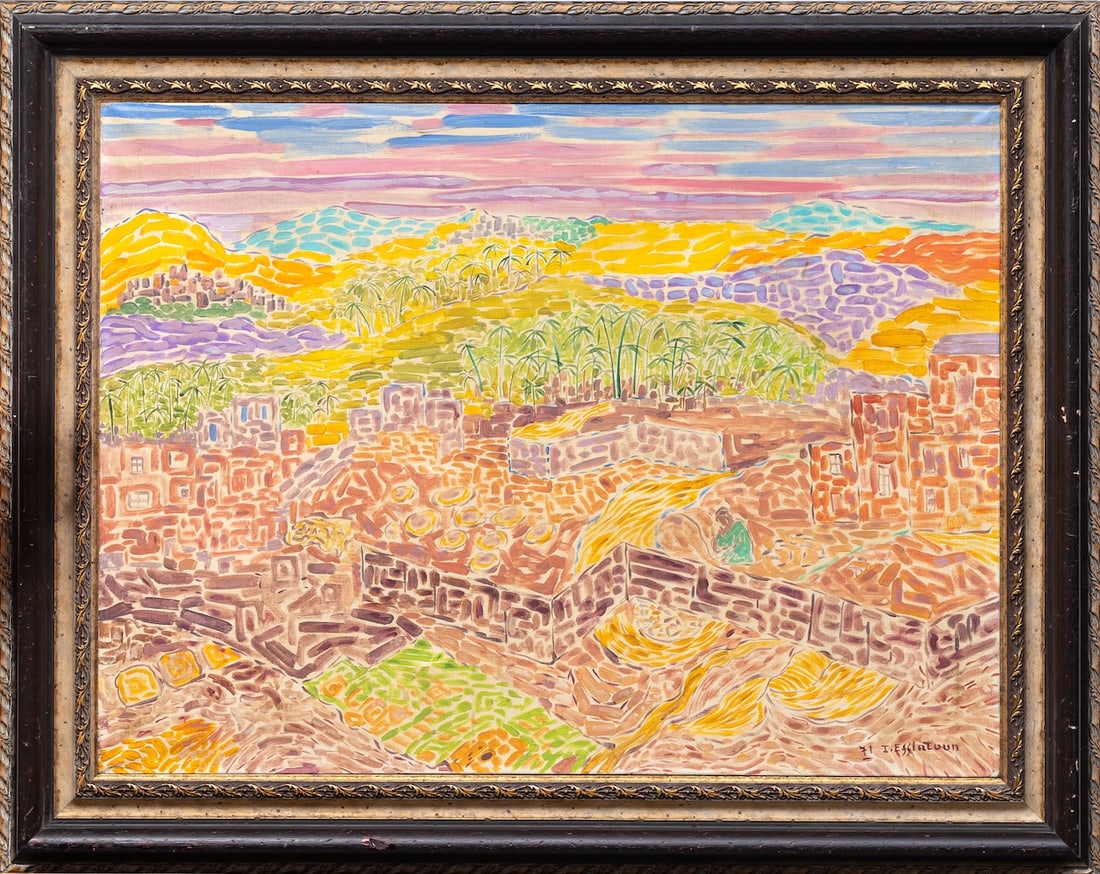 Inji EFFLATOUN (1924-1989) Egypt - France: Inji EFFLATOUN (1924-1989) ; oil on canvas / 1971 ; dimensions 61 x 81 cm (24 x 32 in.) ; frame size 79 x 99 cm (31 x 39 in.) ; signed and dated lower right ; Shipping to USA - DHL €835 , Nationa