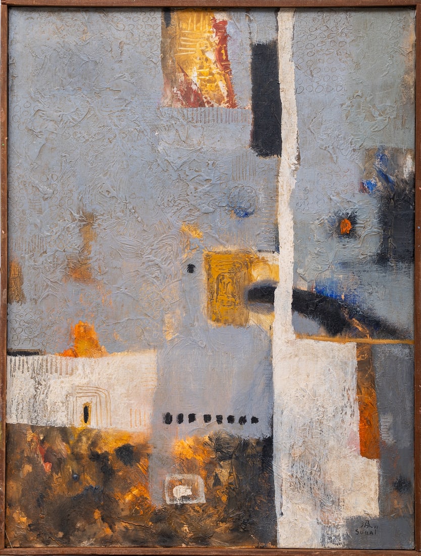 Kumi Sugai (1919-1996) Japan - France: Kumi Sugai (1919 Hyogo - 1996 Kobe) Japan - France ; Abstract ; 1955 ; oil on canvas / framed ; dimensions 61 x 46 cm (24 x 18 in.) ; signed lower right corner and on verso ; Shipping to USA - DHL &eu