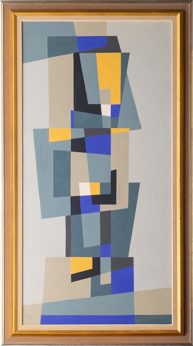 Joost BALJEU (1925-1991) Dutch: Joost BALJEU (1925-1991) ; oil on canvas / 1954 ; dimensions 122.4 x 61.5 cm (48 1/4 x 24 1/4 in.) ; frame size 139 x 78 cm (54 3/4 x 30 3/4 in.) ; signed and dated lower right corner ; Shipping to US