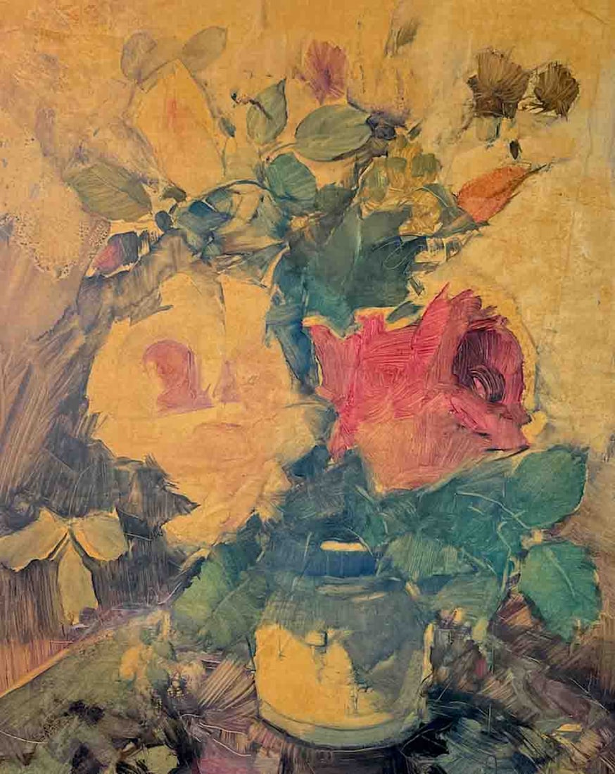 Andre PETROFF (1894-1975) Russian - French: Andrei Vladimirovich PETROV (1894 St. Petersburg, Russia - 1975 Cannes-sur-Mer, France) ; Floral still life ; the 2nd quarter of the 20th century ; artists media (gouache on vellum paper mounted to pl