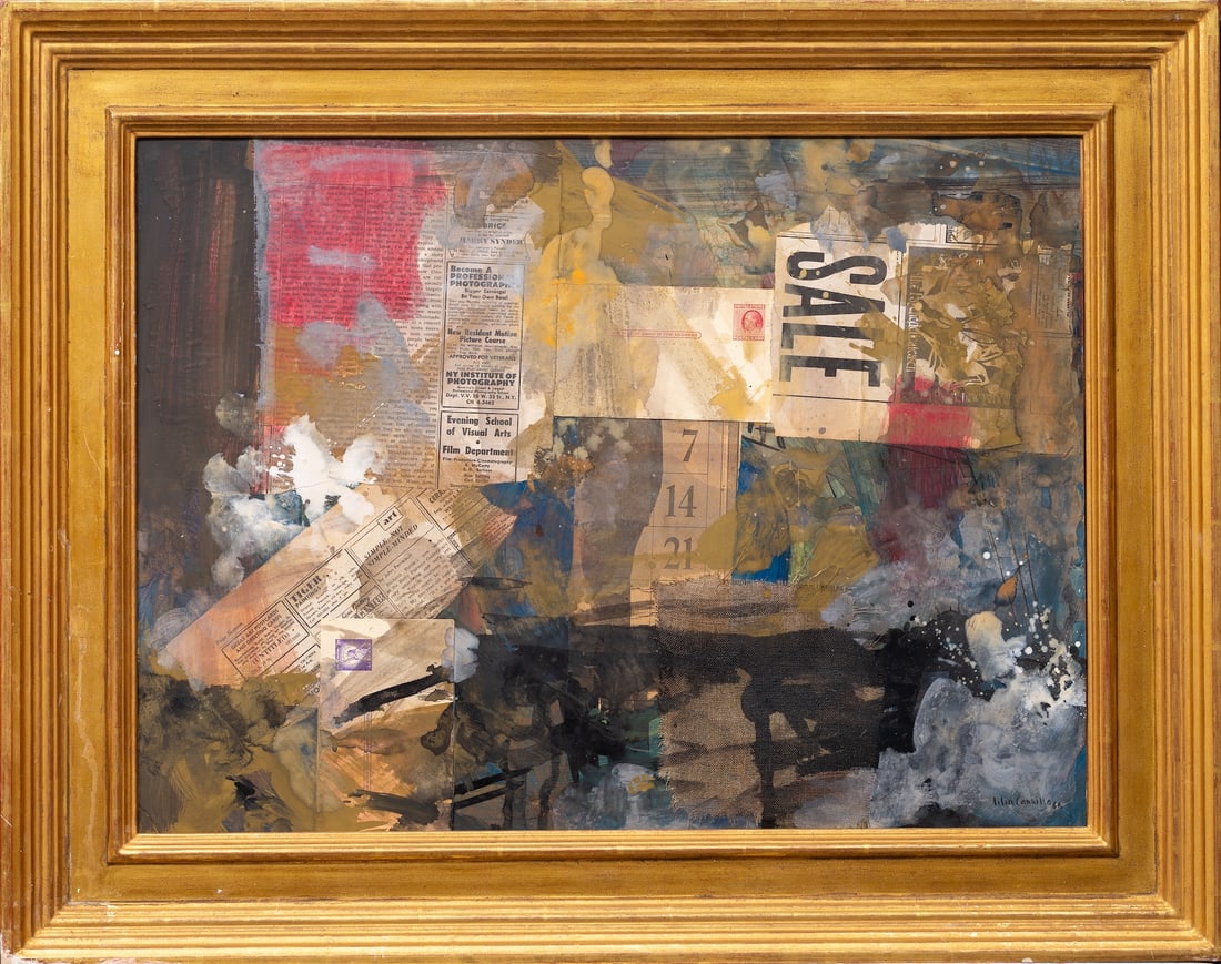 Lilia Carrillo (1930-1974) Mexican: Lilia Carrillo Garcia (1930-1974) ; oil, gouache, pastel, gauze, mixed media and paper collage on board laid down on panel / 1960 ; dimensions 46 x 62 cm (18 x 24 1/2 in.) ; frame size 59 x 75 cm (23