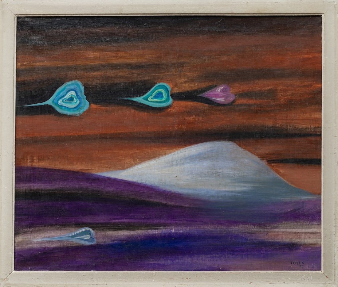 Toyen (Marie Cerminova 1902-1980) Czech - French: Toyen (Marie Cerminova 1902-1980) ; oil on canvas, 1955 / framed ; dimensions 46 x 55 cm (18 x 21 2/3 in.) ; frame size 51 x 60 cm (20 x 23 2/3 in.) ; signed and dated lower right corner ; Shipping to