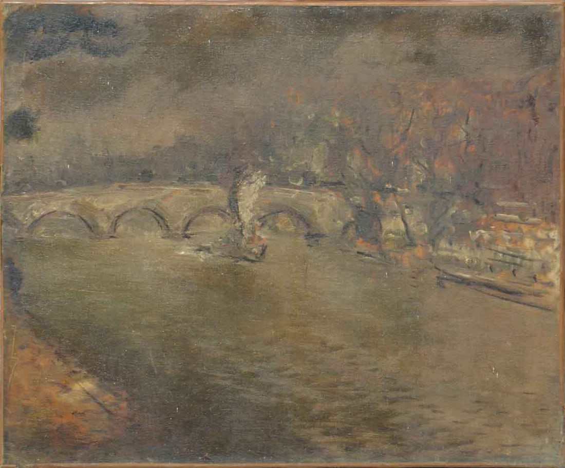 N. KUZNECOV (1850-1929) Ukrainian / Russian / French: Nicolaj D. KUZNECOV (1850-1929) ; Paris view ; the 1st quarter of the 20th century ; oil on canvas - unframed ; dimensions 39 x 46 cm (15 1/3 x 18 1/8 in.) ; signed lower left corner ; Shipping to USA