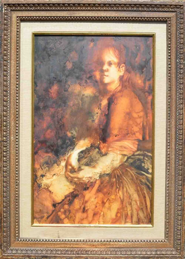 Shelly TERMAN (1930-1986) American: Shelly Terman (1930-1986) ; Female portrait ; 1965 ; artists media on cardboard (casein paint) / framed ; dimensions 58 x 37 cm (23 x 14 1/2 in.) ; signed & dated lower right corner ; Shipping to USA