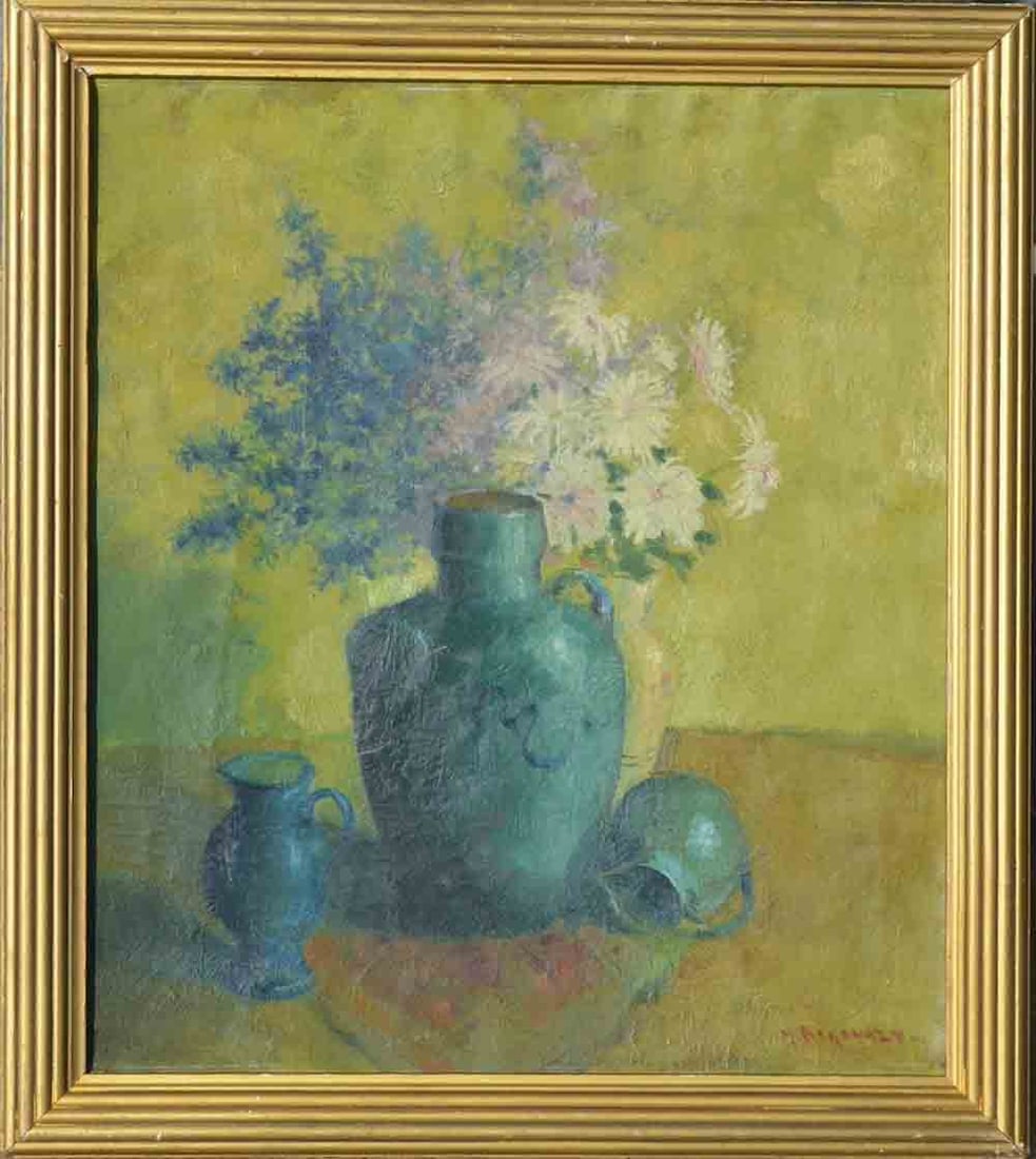 Mischa Askenazy (1888-1961) Ukrainian - French - American: Mischa Askenazy (1888 Odessa - 1961 California) ; Floral still-life ; the 2nd quarter of the 20th c. ; oil on canvas / framed ; dimensions 51 x 45 cm (20 x 17 3/4 in.) ; frame size 57 x 51 cm (22 1/2