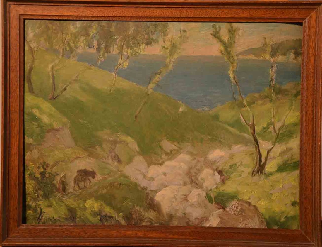 A. SIMONOV (1875-1957) Ukrainian - French - Abkhazian: Alexander Korneevitch SIMONOV (1875 Poltava, Ukraine - 1957 Gagra, Abkhazia) ; title - Georgia ; the 2nd quarter of the 20th century ; oil on cardboard / framed ; dimensions 30 x 40 cm (12 x 15 3/4 in