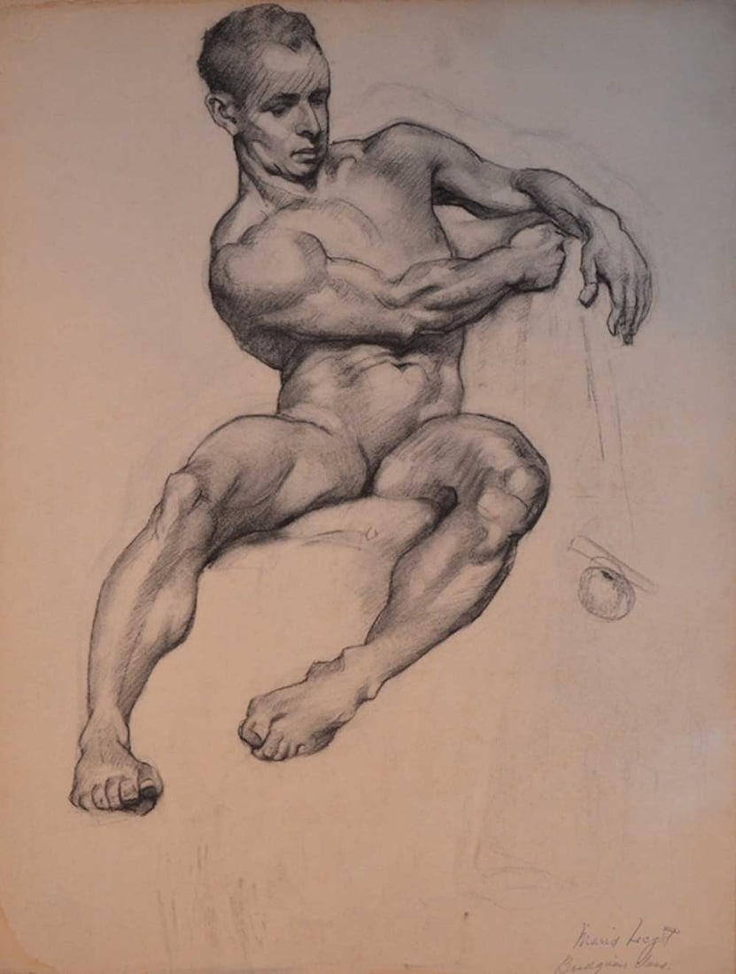 Maria Veronica Liszt (American, 1902-1992): Maria Veronica Liszt (American, 1902-1992) ; Nude ; 1932, New York ; charcoal on paper ; unframed ; dimensions 64 x 48 cm (25 x 19 in.) ; signed lower right / artists inscriptions on the back ; Shippi