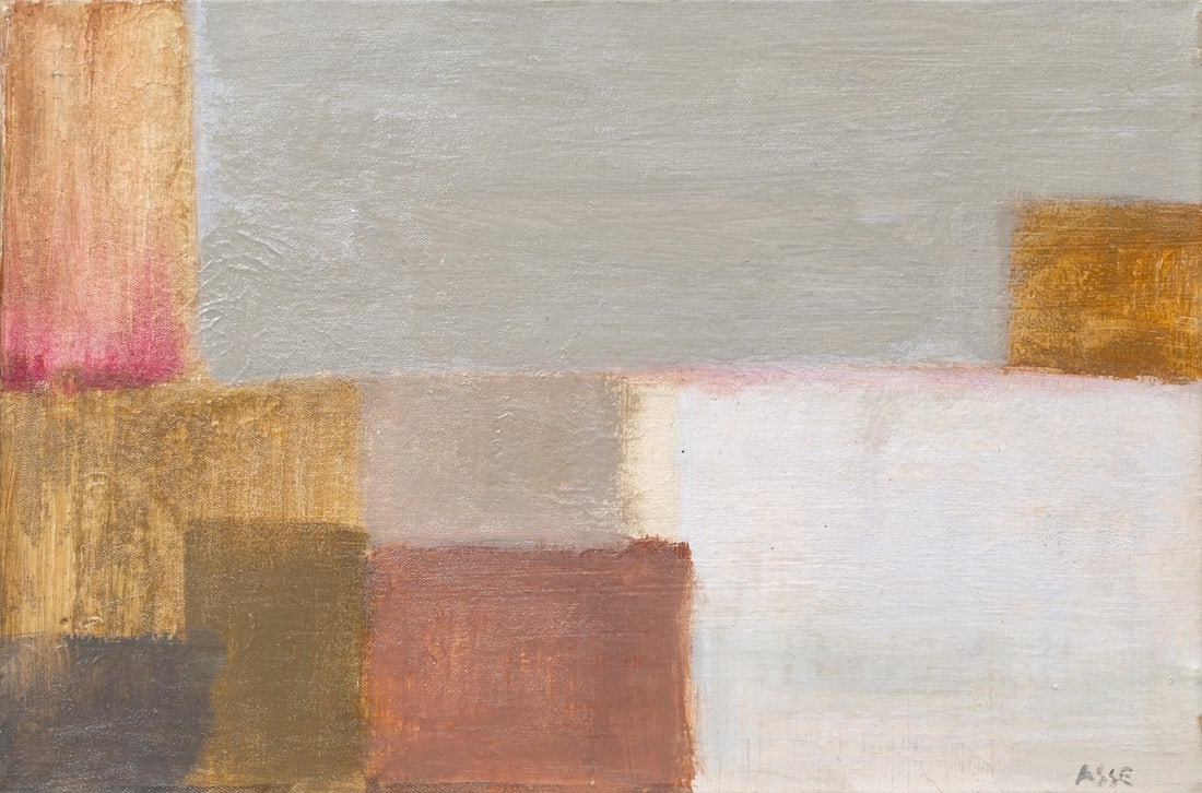 Genevieve ASSE (1923–2021) French: Genevieve ASSE (1923–2021) ; oil on canvas / c.1950s ; dimensions 22 x 33 cm (4,33 x 13 in.) ; frame size 23,5 x 34,5 cm (9,25 x 13 1/2 in.) ; signed lower right corner and on verso ; Shipping to US