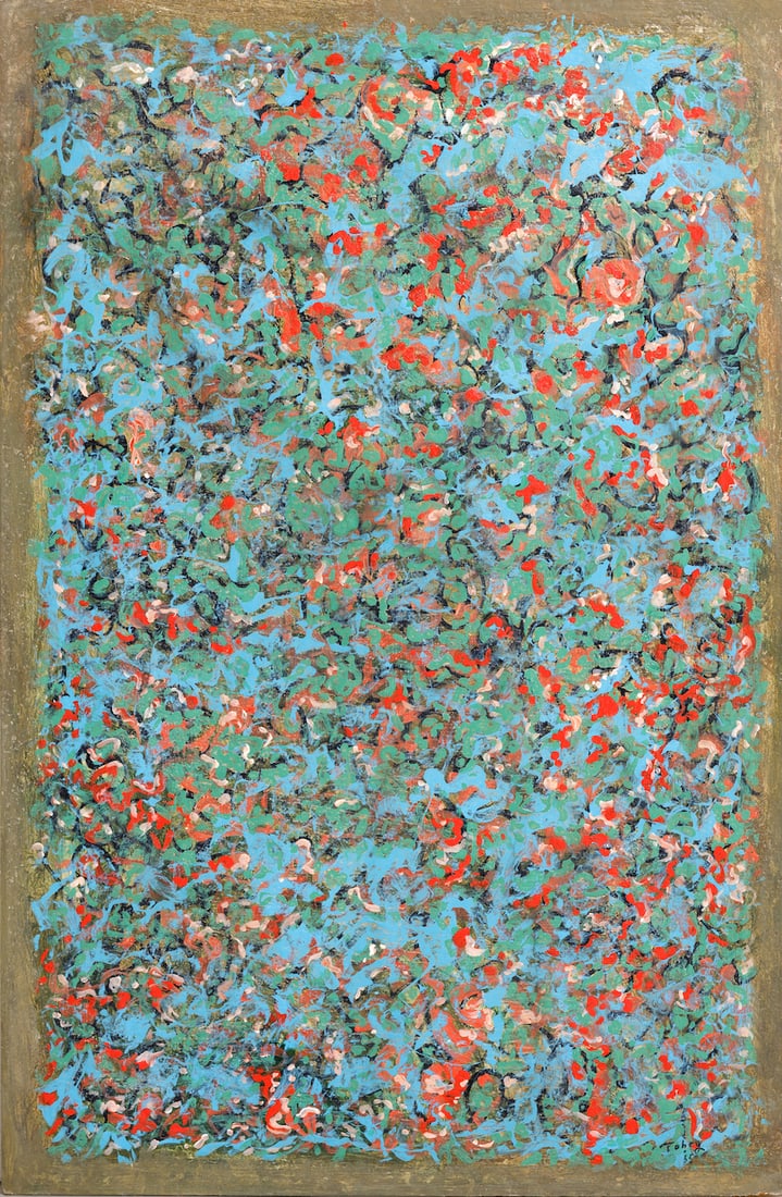 Mark TOBEY (1890-1976) USA - American - Swiss: Mark TOBEY (1890-1976) ; Untitled ; 1965 ; tempera on board / carton ; dimensions 91,5 x 61 cm (36 x 24 in.) ; signed and dated lower right ; Shipping to USA - DHL $735 , National post with tracking s