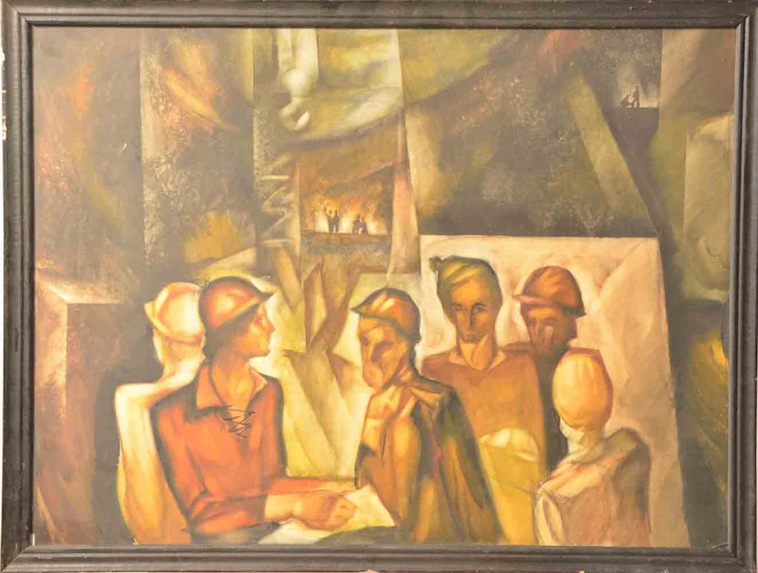 Mikhail ALATARCEV (1947) Ukrainian - Russian: Mikhail ALATARCEV (1947) ; Industrial painting ; 1978 ; watercolor on paper / framed ; dimensions 60 x 80 cm (23 2/3 x 31 1/2 in.) ; signed on verso ; Shipping to USA - DHL $320 , National post with t