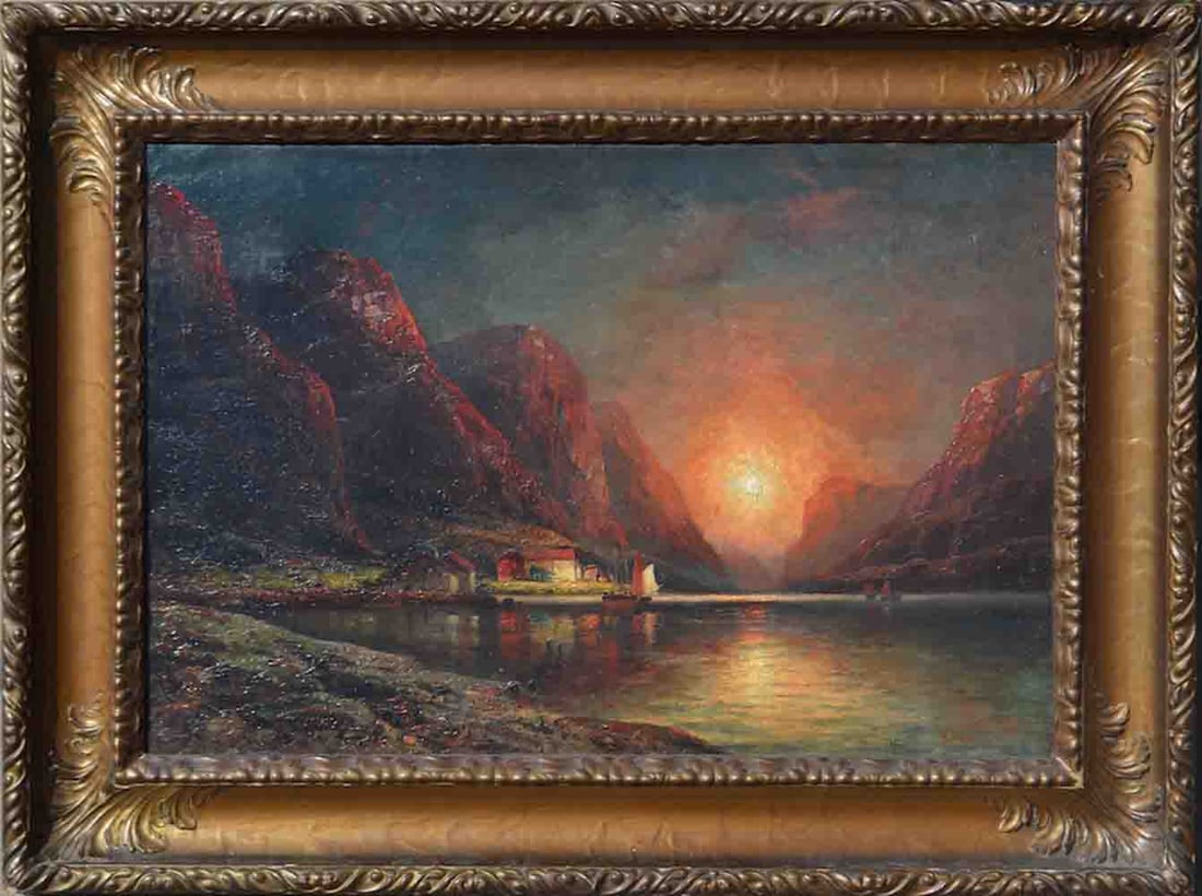 Nikolay Petrovich MIHNIEVICH (XIX) Russian: Nikolay Petrovich MIHNIEVICH (XIX) Russian ; Landscape ; late 19th century ; oil on canvas / framed ; dimensions 54 x 80 cm (21 2/4 x 31 1/2 in.) ; dimensions 76 x 101 cm (30 x 39 3/4 in.) ; signed Cy