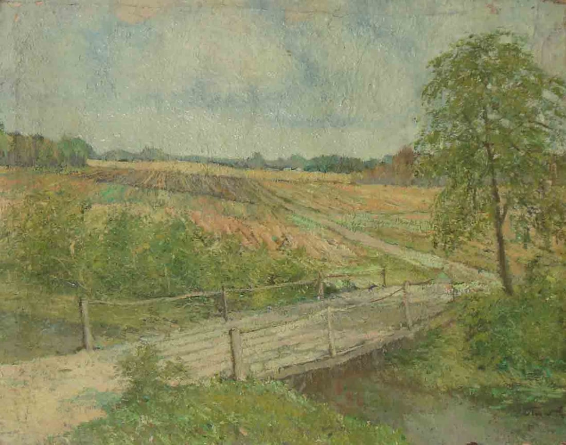 Sergey Ivanovich PETROV (1881-1936) Russian: Sergey Ivanovich PETROV (1881-1936) ; Landcape ; 1935 ; oil on canvas ; framed ; dimensions 55 x 68 cm (21 2/3 x 26 3/4 in.) ; signed lower right / artists inscriptions on the back ; Shipping to USA: