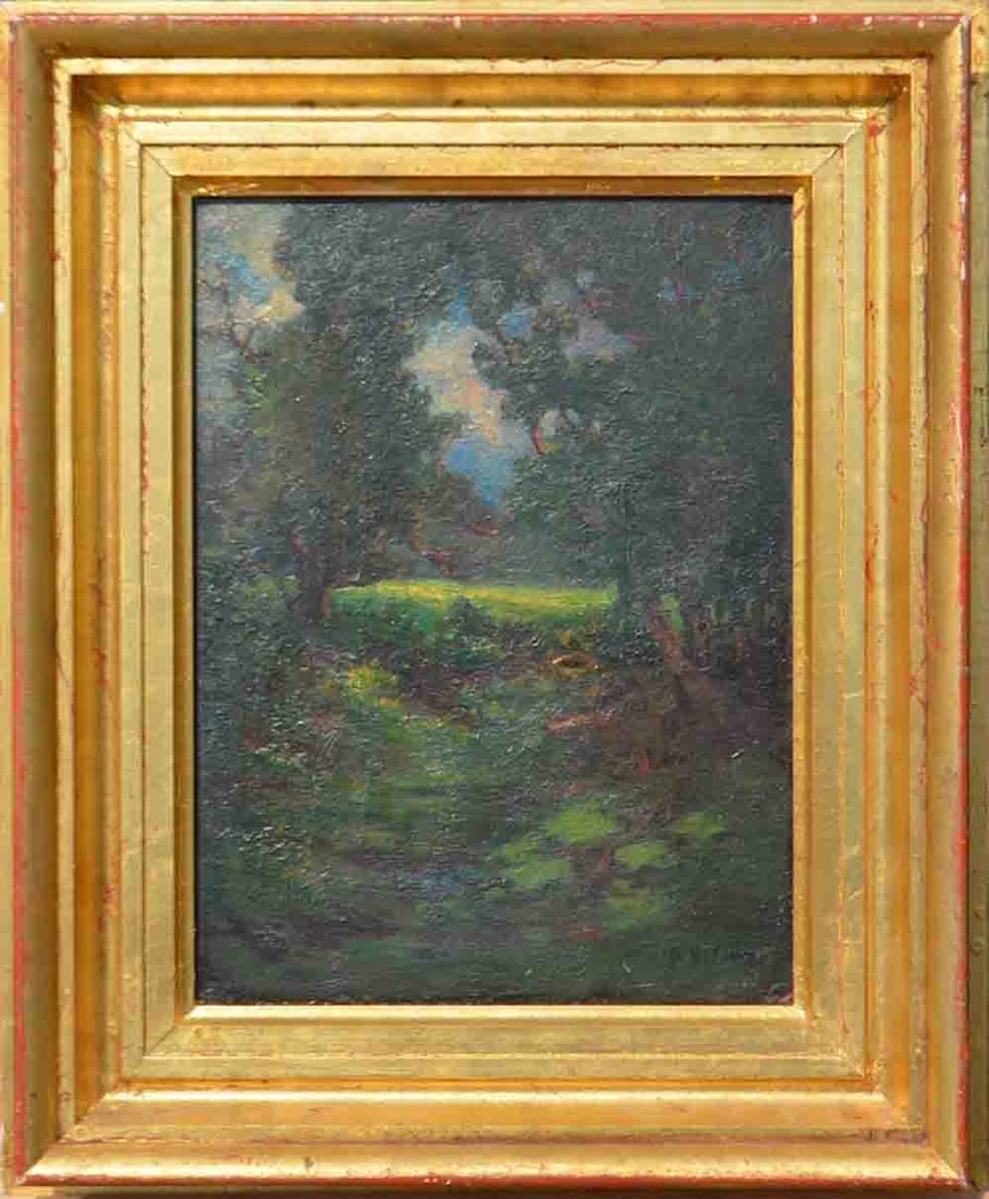 Petr NILUS (1869-1943) Ukrainian - Russian - French: Petr Alexandrovich NILUS (1869 Khmelnitsk - 1943 Paris) ; Landscape ; 1st third of the 20th century ; oil on cardboard / framed ; dimensions 30,5 x 23 cm (12 x 9 in.) ; frame size 44,5 x 37 cm (17 1/2