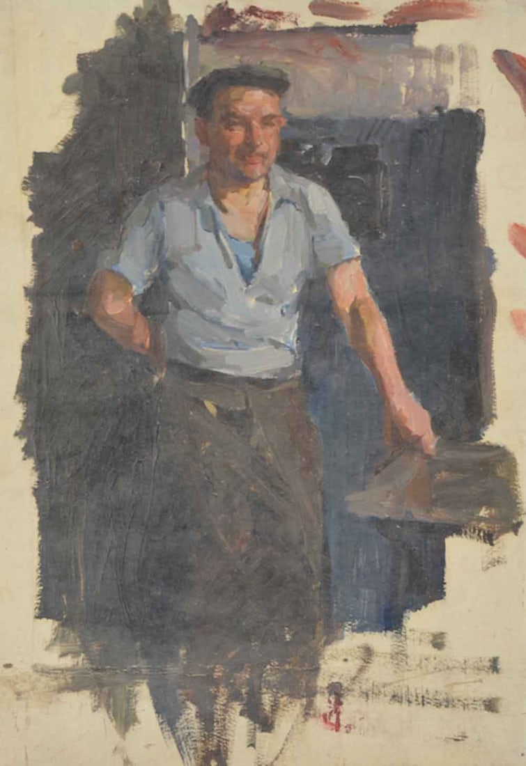 Nikolay SHEVCHENKO (1925-1989) Ukraine: Nikolay Karpovich SHEVCHENKO (1925-1989)1960oil on cardboard ; unframeddimensions: 48 x 34 cm (19 x 13 1/3 in.)artists signature and inscriptions on the backShipping to USA: DHL - $160 ; National post