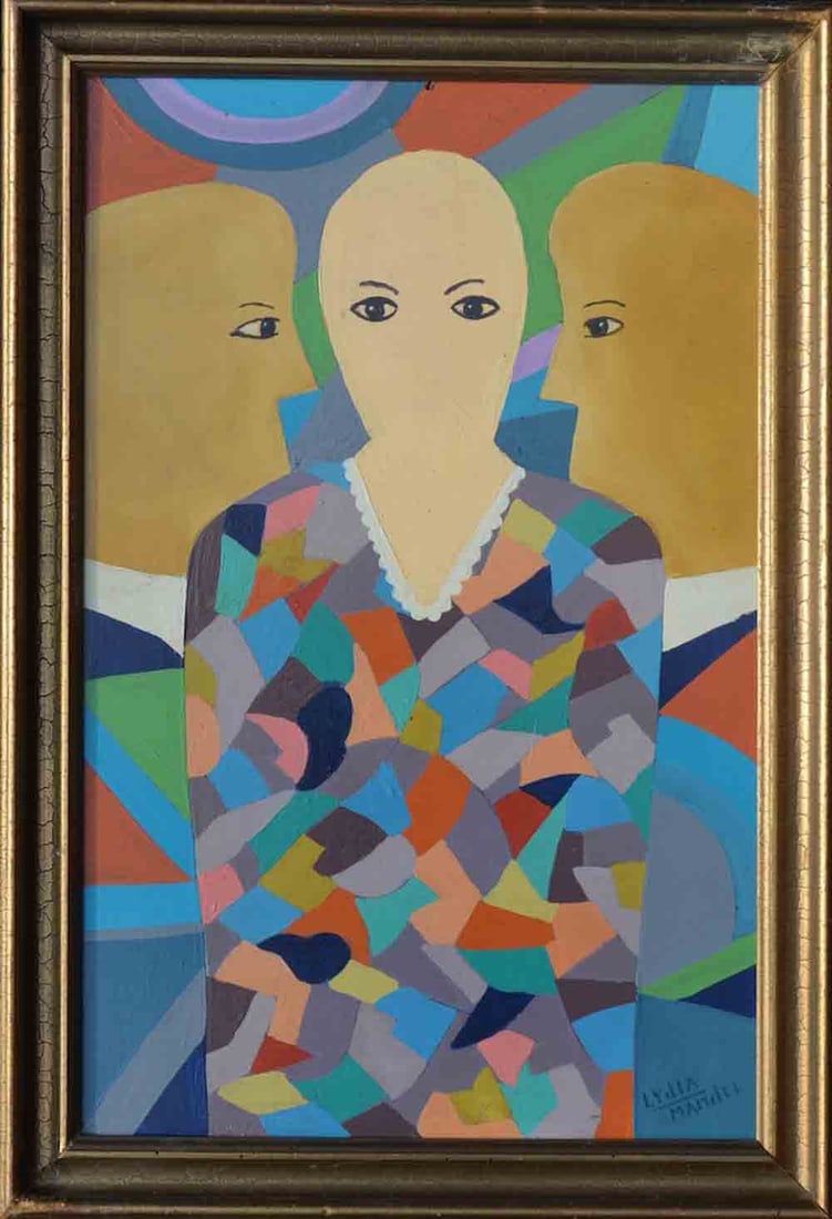 Lydia MANDEL (1900-1978) Russian - French - American: Lydia MANDEL (1900-1978) ; oil on panel / framed ; mid 20th century ; dimensions 53 x 34 cm (21 x 13 1/3 in.) ; framed size 60 x 41 cm (23 2/3 x 16 in.) ; signed lower left ; Shipping to USA - DHL $30